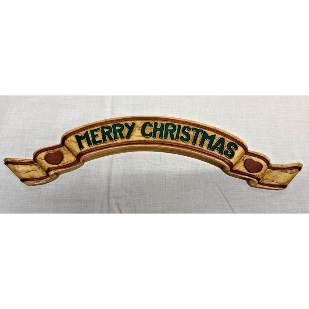 Vtg Homco 7503 Merry Christmas Country Folk Art Wall Plaque Heart Cottagecore